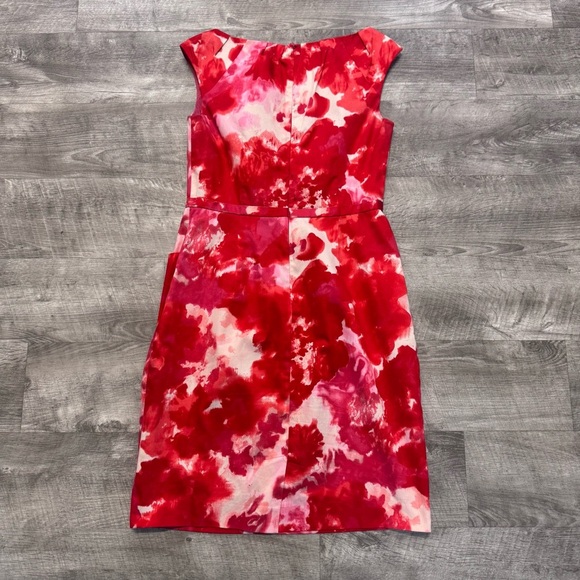 Adrianna Papell Red/Pink Watercolor Sleeveless Sheath Dress Pockets Womens Sz. 6 - Picture 2 of 9